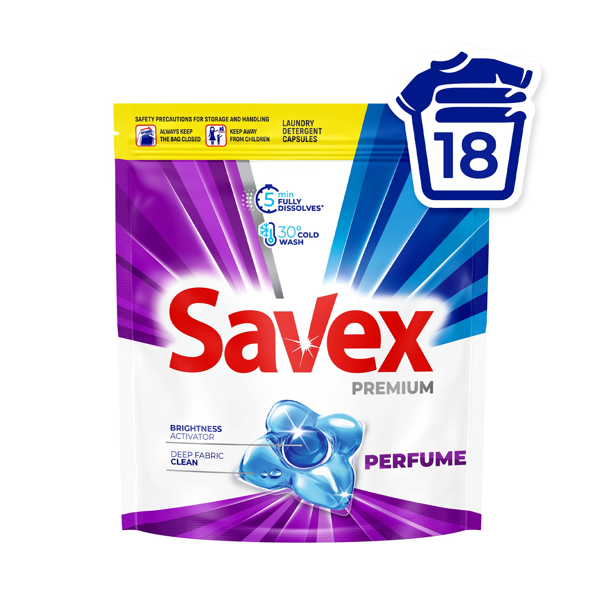 Капсули для прання Savex Premium Perfume 18 циклів прання, 18 шт